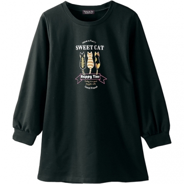 未使用タグ付　エイココンドウ　半袖チュニック　黒　LL ゆったり　コットン earth_eco_loco チュニック 長袖 レディース 秋物 コットン