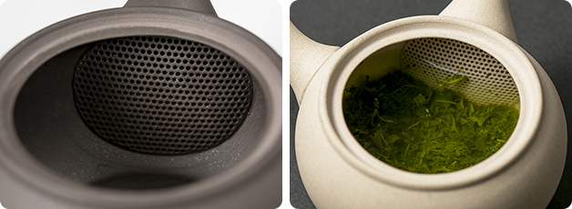 お茶の旨みを引き出す陶器の網