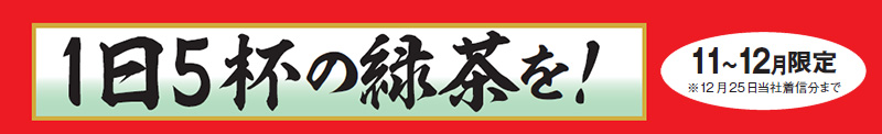 1日5杯の緑茶を! 11~12月限定※12月25日当社着信分まで