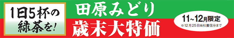 1日5杯の緑茶を! 田原みどり歳末大特価 11~12月限定※12月25日当社着信分まで