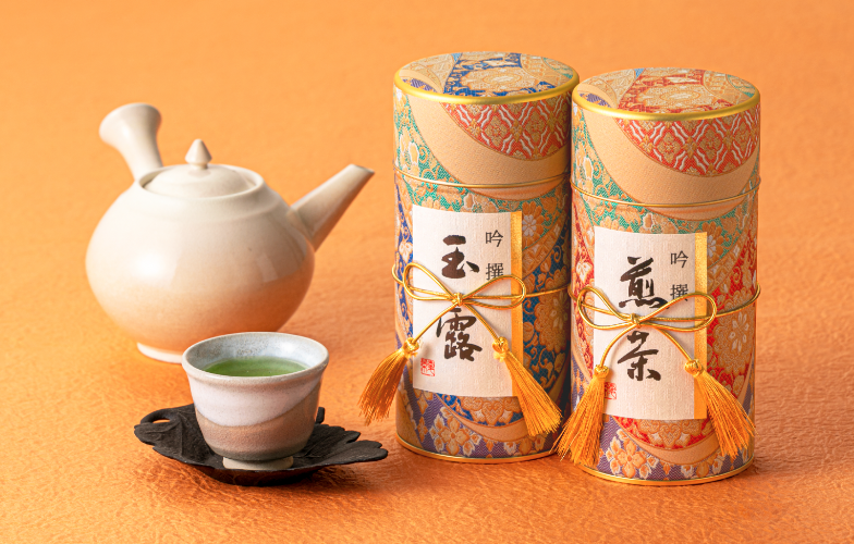日本茶のギフト缶セットの写真