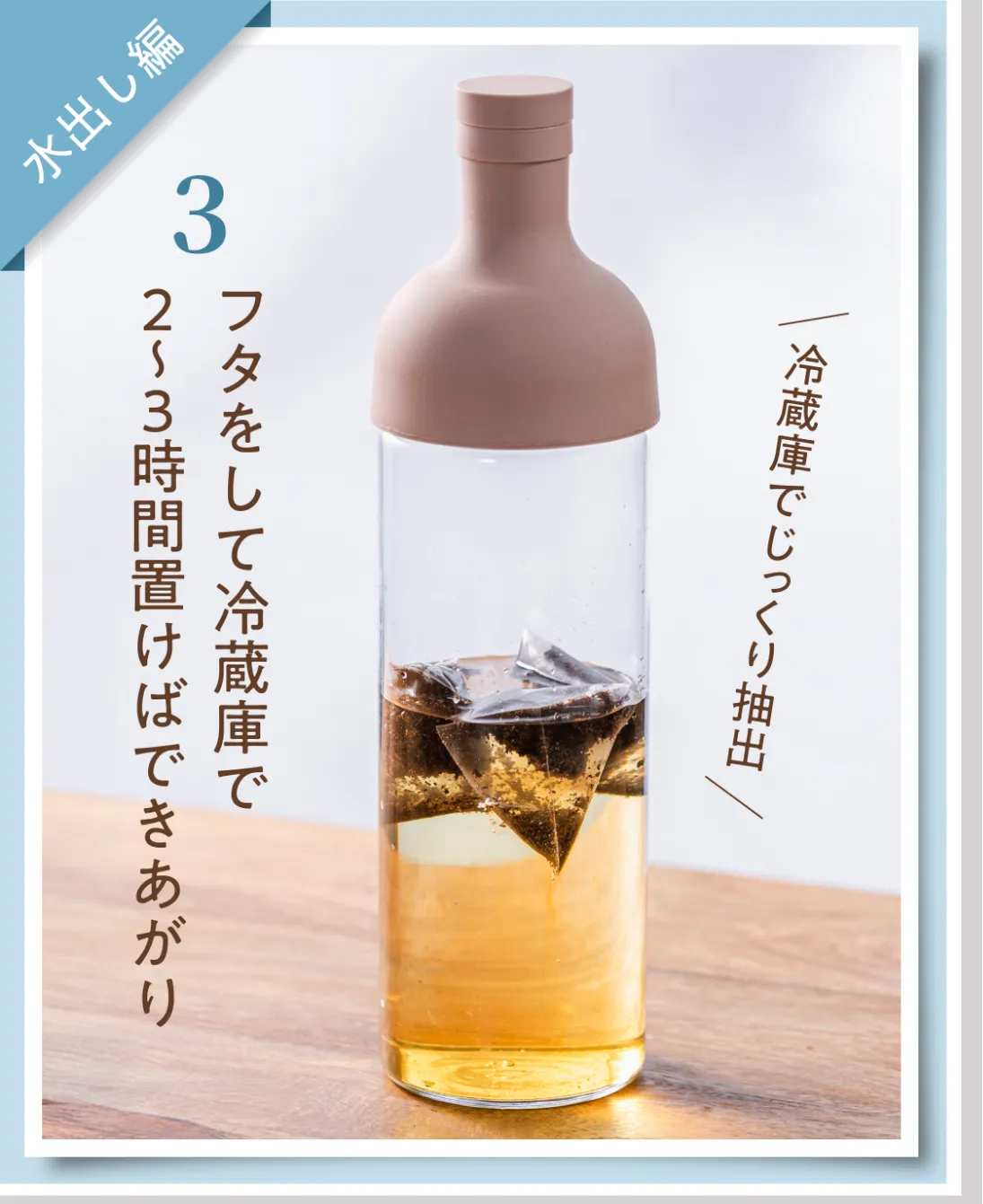ボトルに蓋をしてティーバッグを抽出している画像