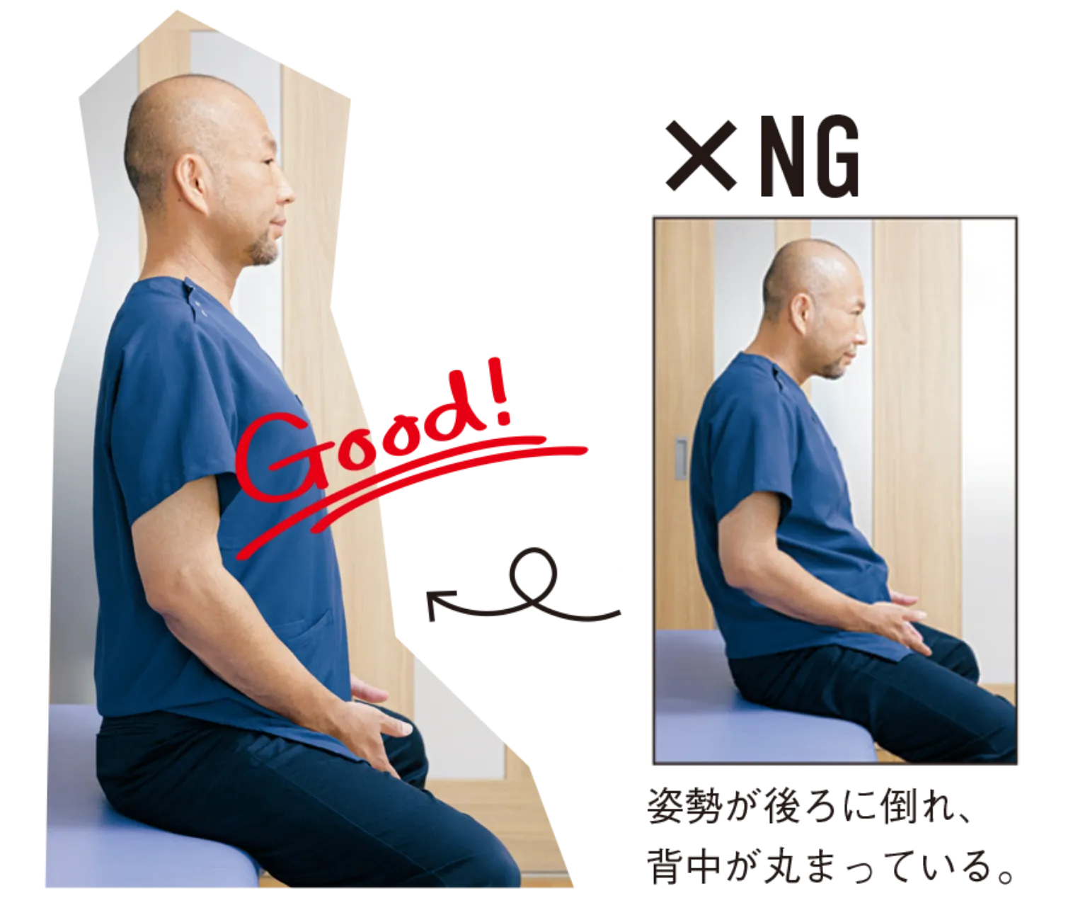 座っているときの正しい姿勢の画像