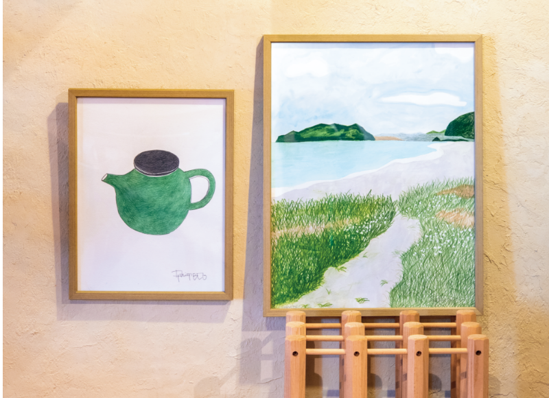 ダイモンナオさんの作品「緑の茶器」「海辺の道」