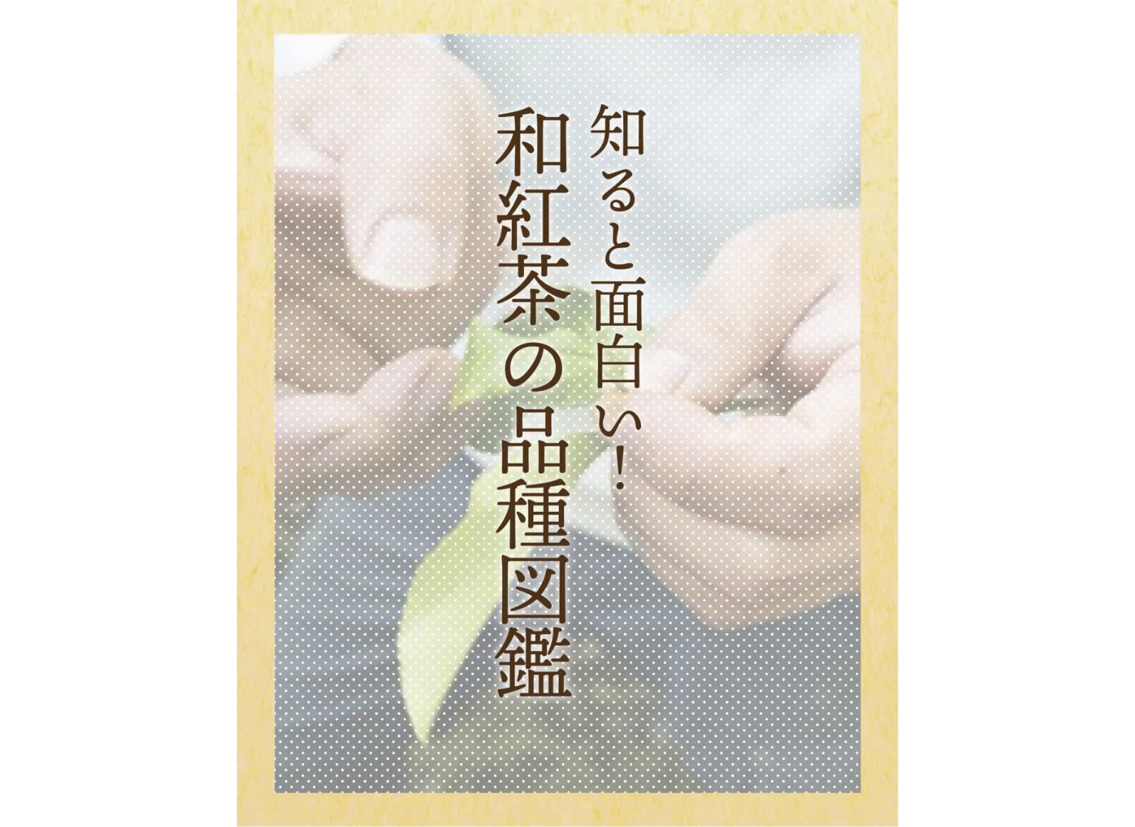 茶葉を持った手元の写真にタイトルが添えられた画像