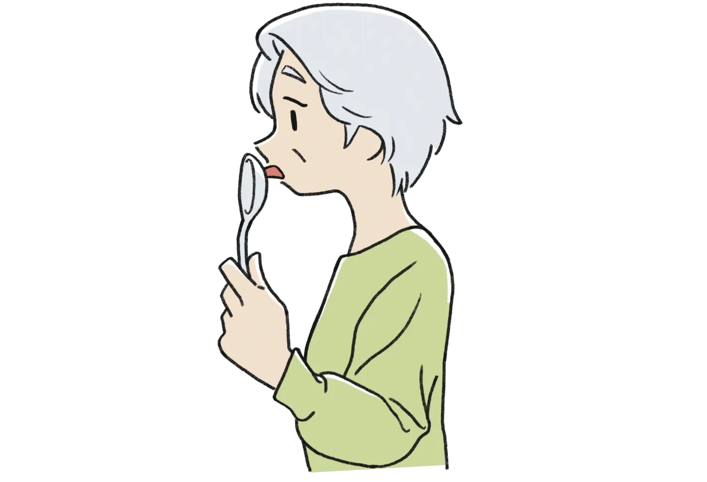 舌でスプーンと押し合いの体操の画像